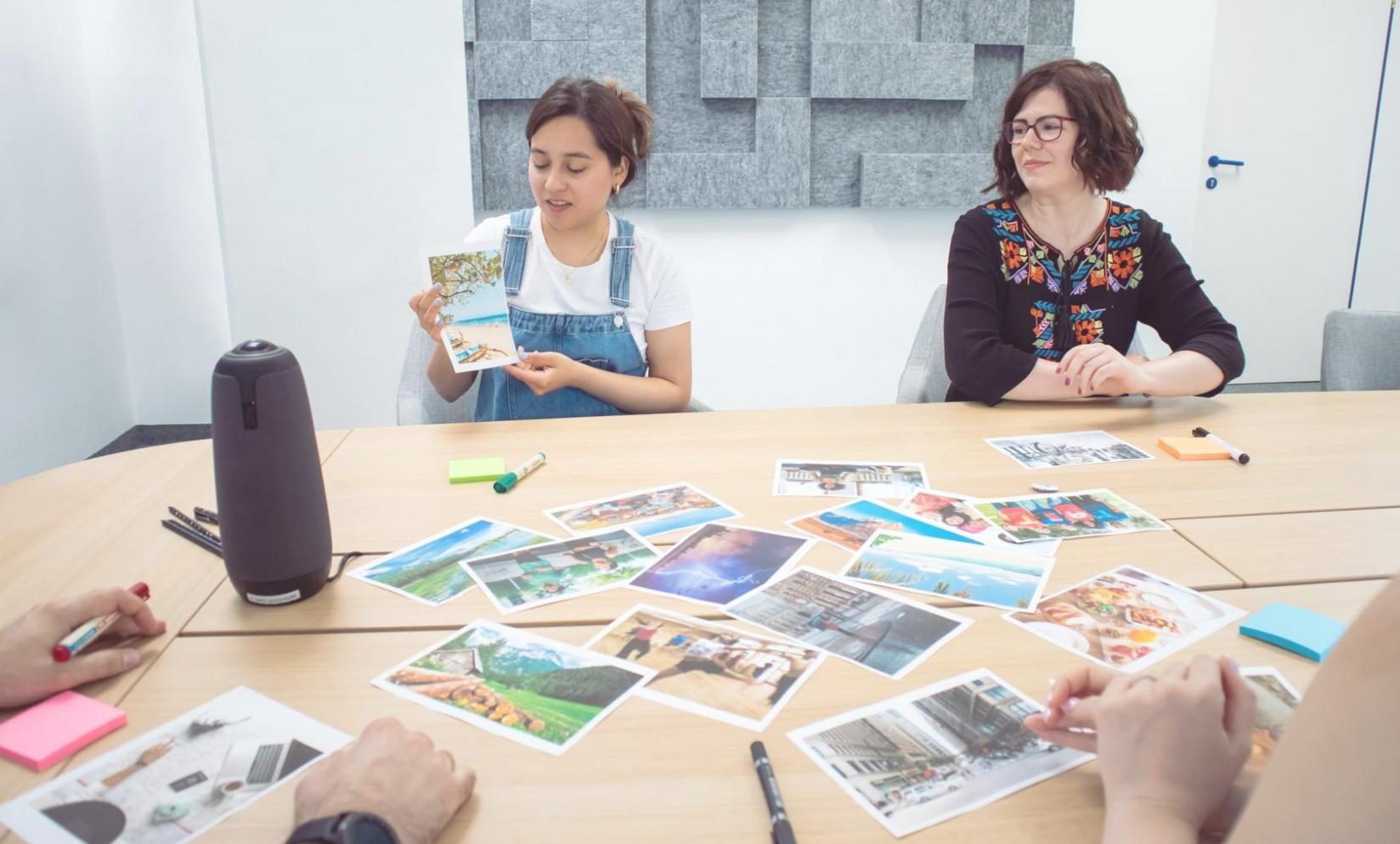 Professional business communications workspace showing modern office environment